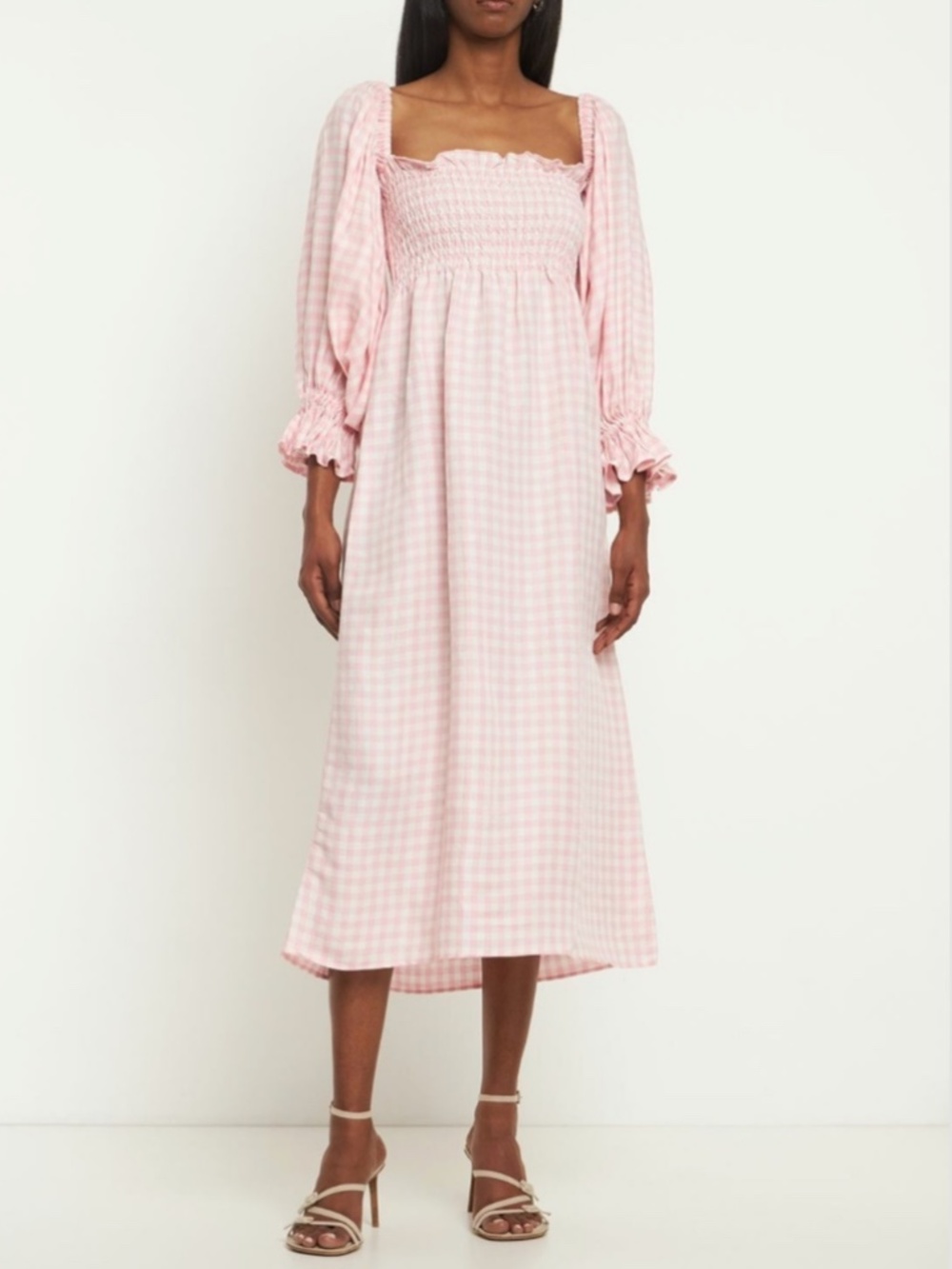 SLEEPER Atlanta Off-the-shoulder Midi Dress Pink